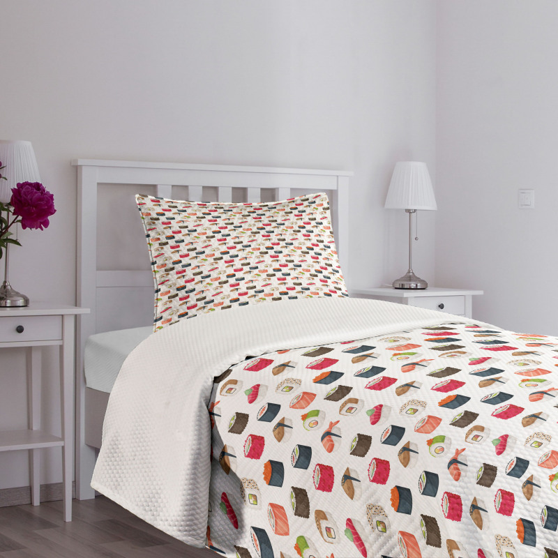 Various Yummy Graphic Rolls Bedspread Set