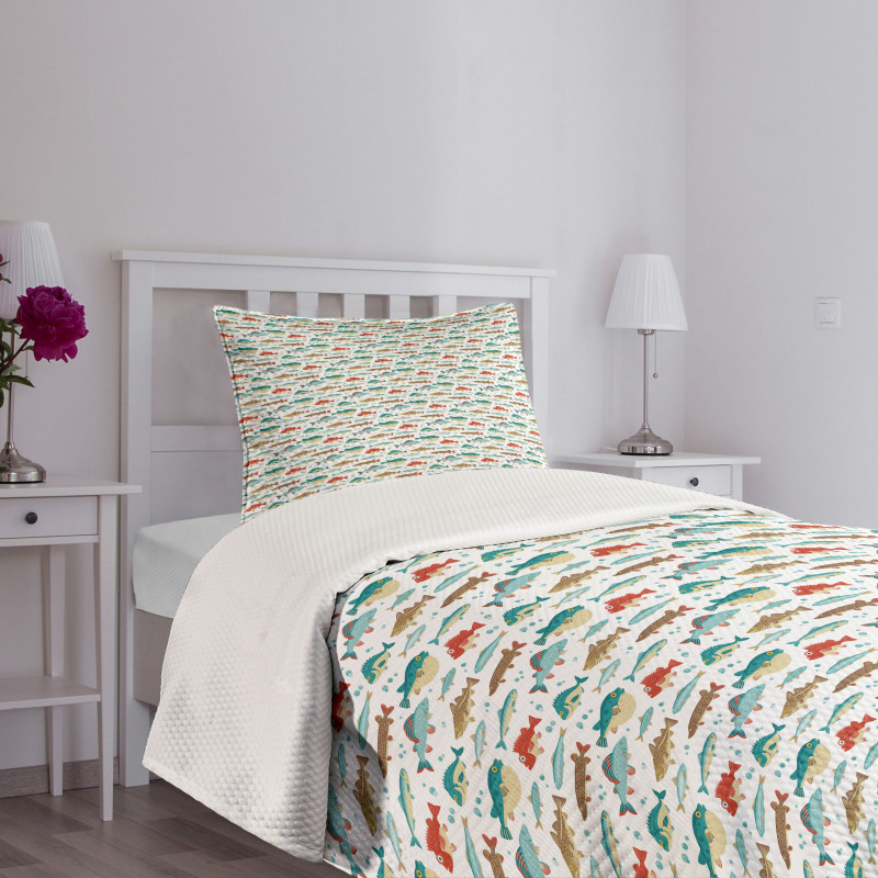 Colorful Ocean Animal Pattern Bedspread Set