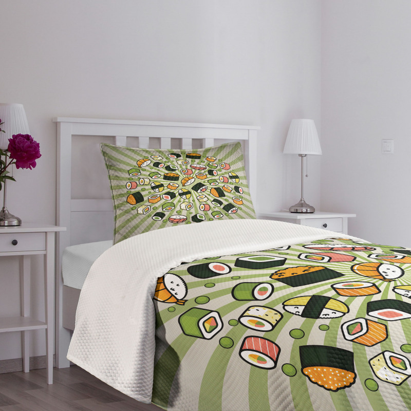 Manga Style Japanese Food Bedspread Set