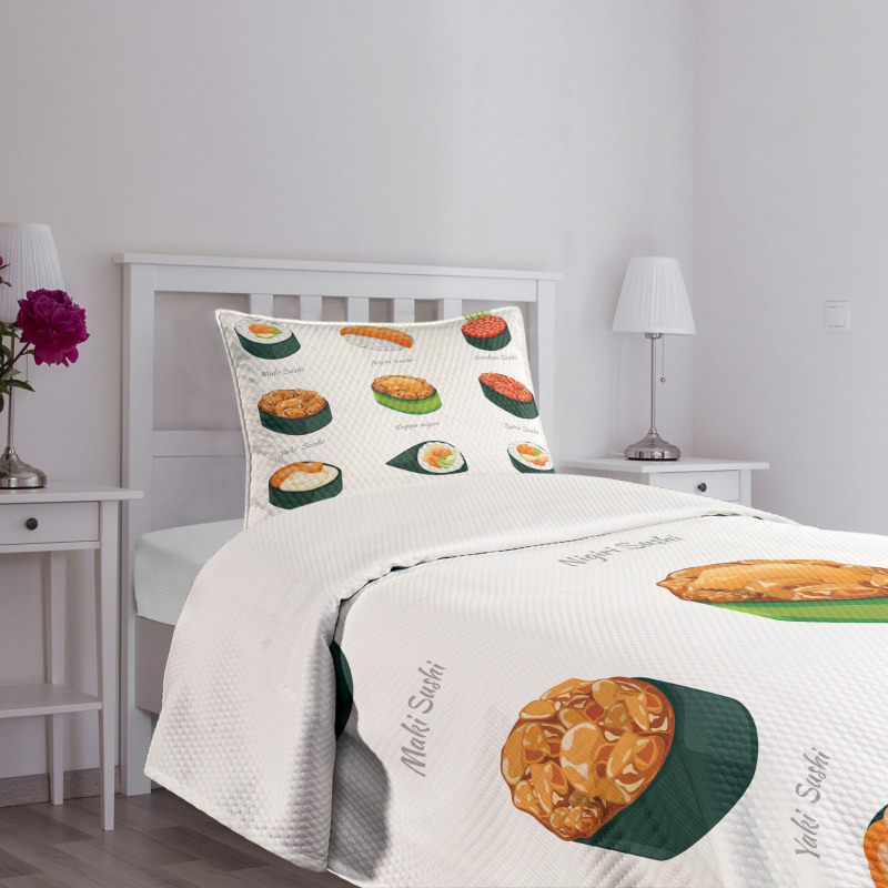 Exotic Japanese Cuisine Bedspread Set