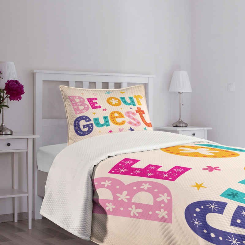 Cheery Colored Letters Bedspread Set