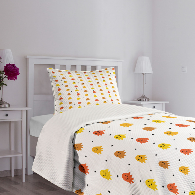 Black Stars Childish Design Bedspread Set