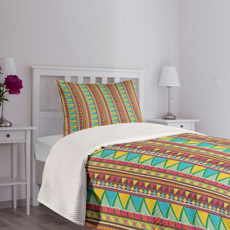 Zigzags Colorful Doodle Art Bedspread Set