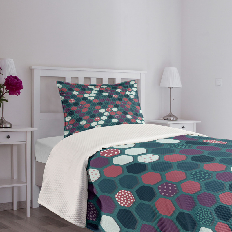 Vibrant Hexagon Shapes Bedspread Set