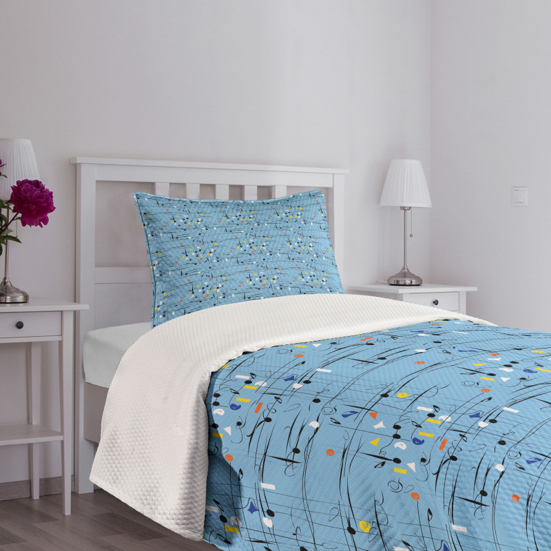 Trippy Chaotic Curvy Lines Bedspread Set