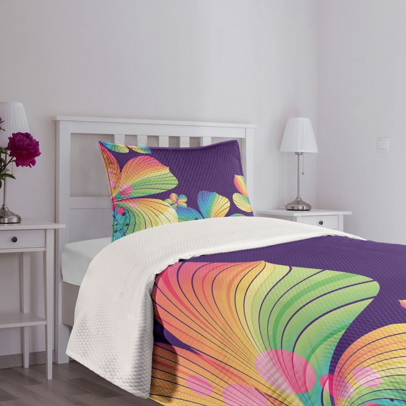 Abstract Big Exotic Flower Bedspread Set