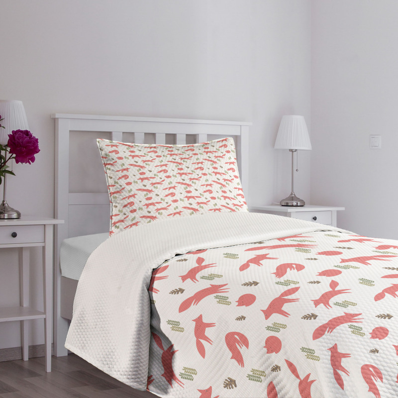 Pastel Forest Animals and Herbs Bedspread Set