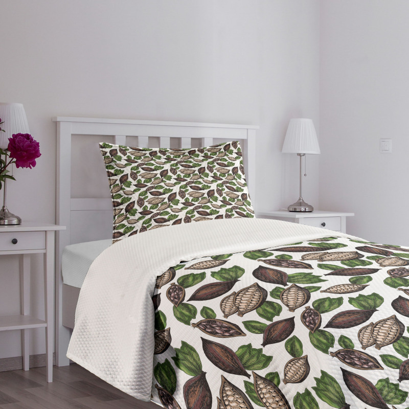 Sketch Art Beans and Leaves Bedspread Set