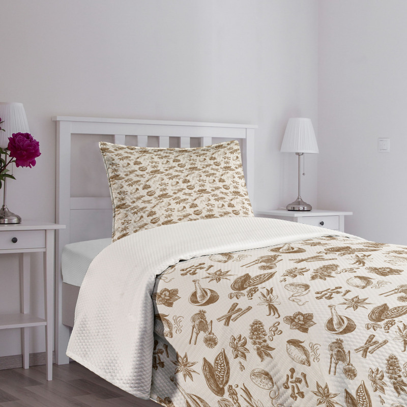 Anise Star Clove and Flower Bedspread Set