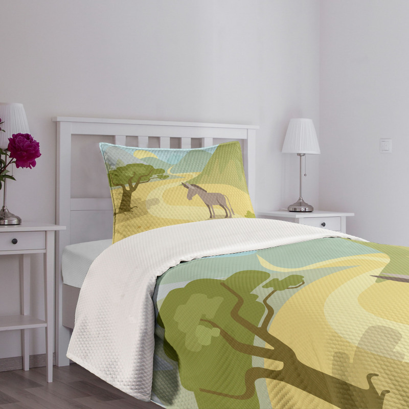 Wildlife Habitat Flat Design Bedspread Set