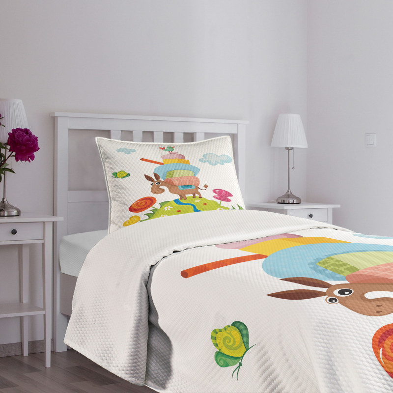 Goofy Donkey with Baggages Bedspread Set