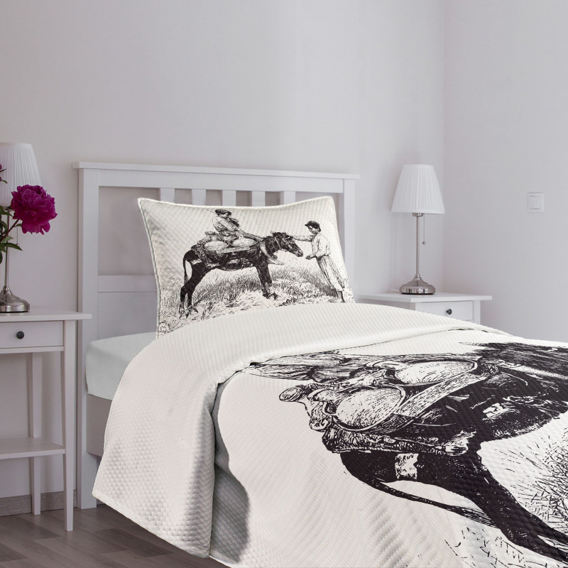 Water Carrier Vintage Sketch Bedspread Set