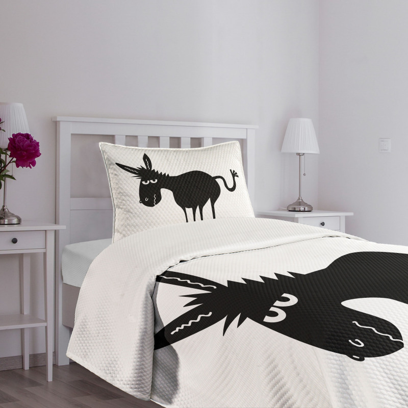 Black Fun Mascot Silhouette Bedspread Set