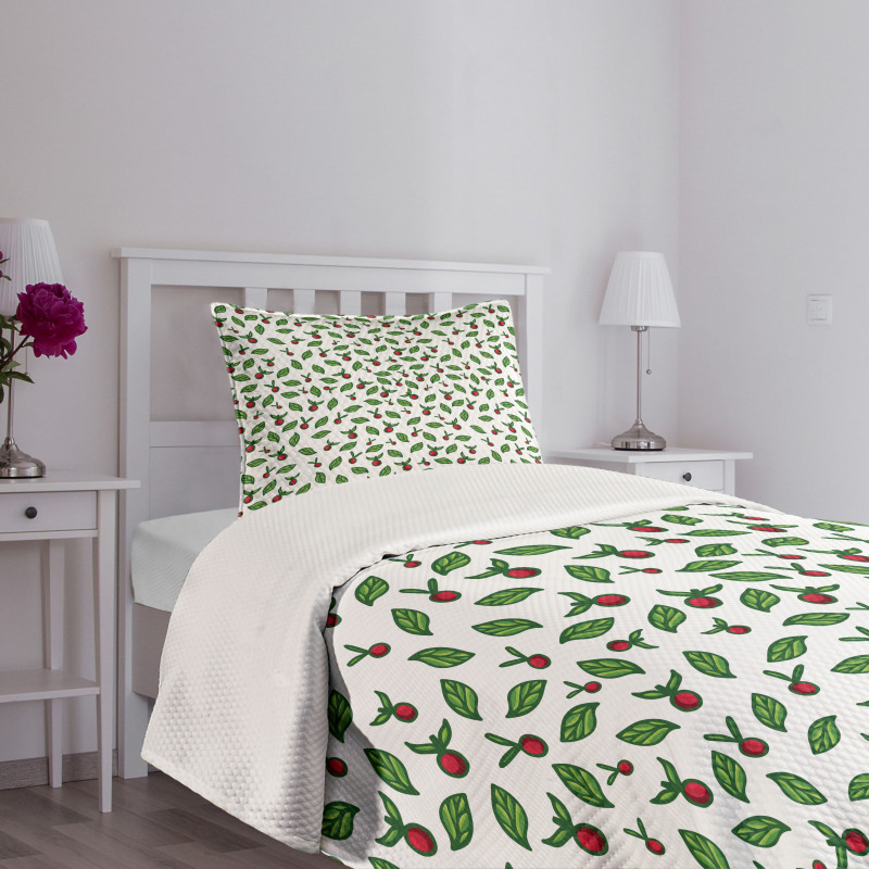 Leaves with Berry Fruits Bedspread Set