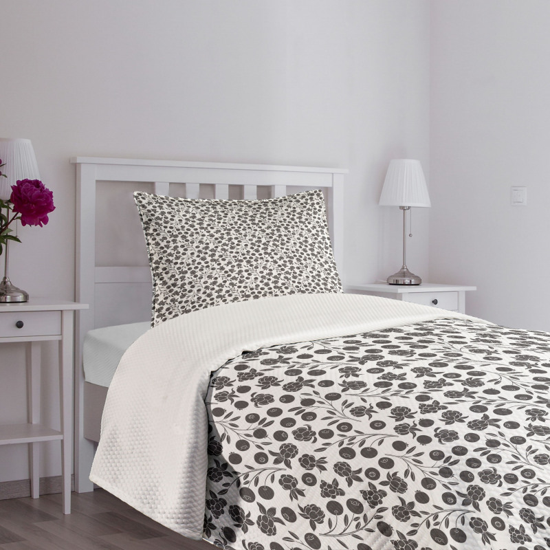 Monochrome and Botanical Bedspread Set