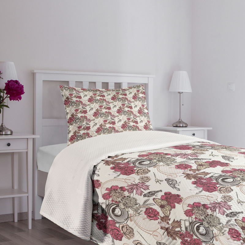 Flower Bouquet Pansy Rose Bedspread Set