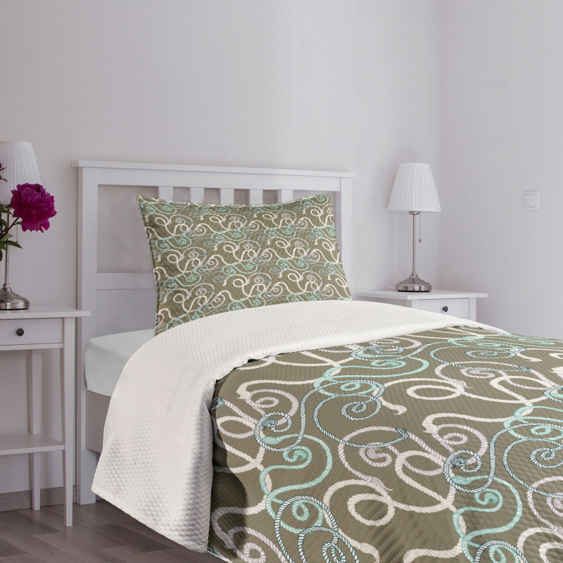 Hand-drawn Style Swirl Ropes Bedspread Set