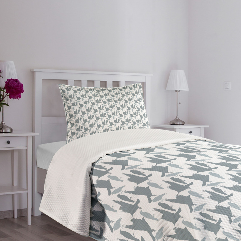 Abstract Bird Silhouettes Bedspread Set