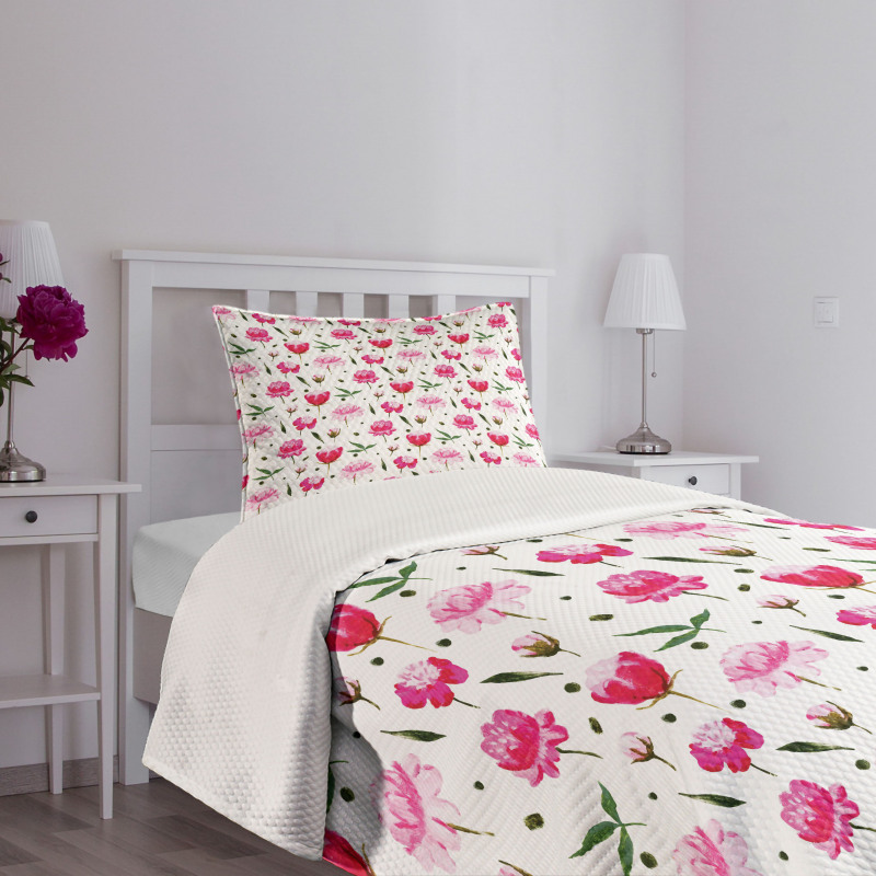 Watercolor Pastel Blooms Bedspread Set