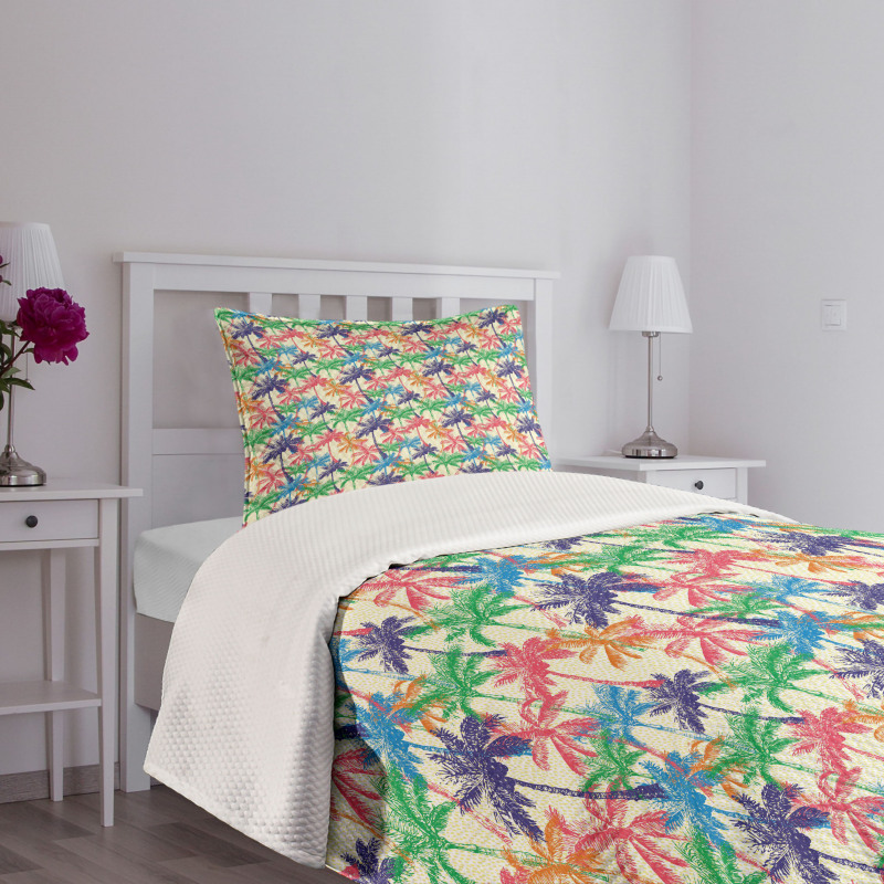 Vibrant Tropic Palm Trees Bedspread Set