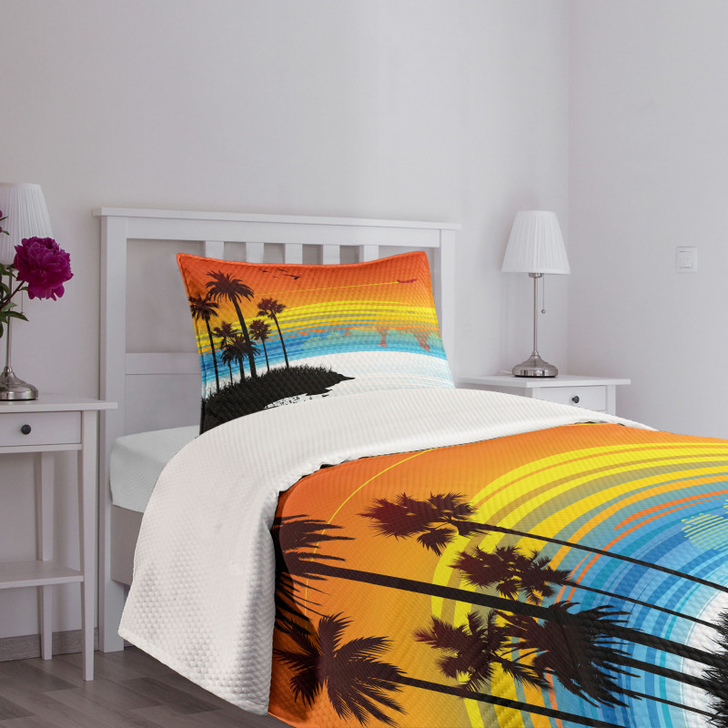 Sunset Sky with Seagulls Bedspread Set