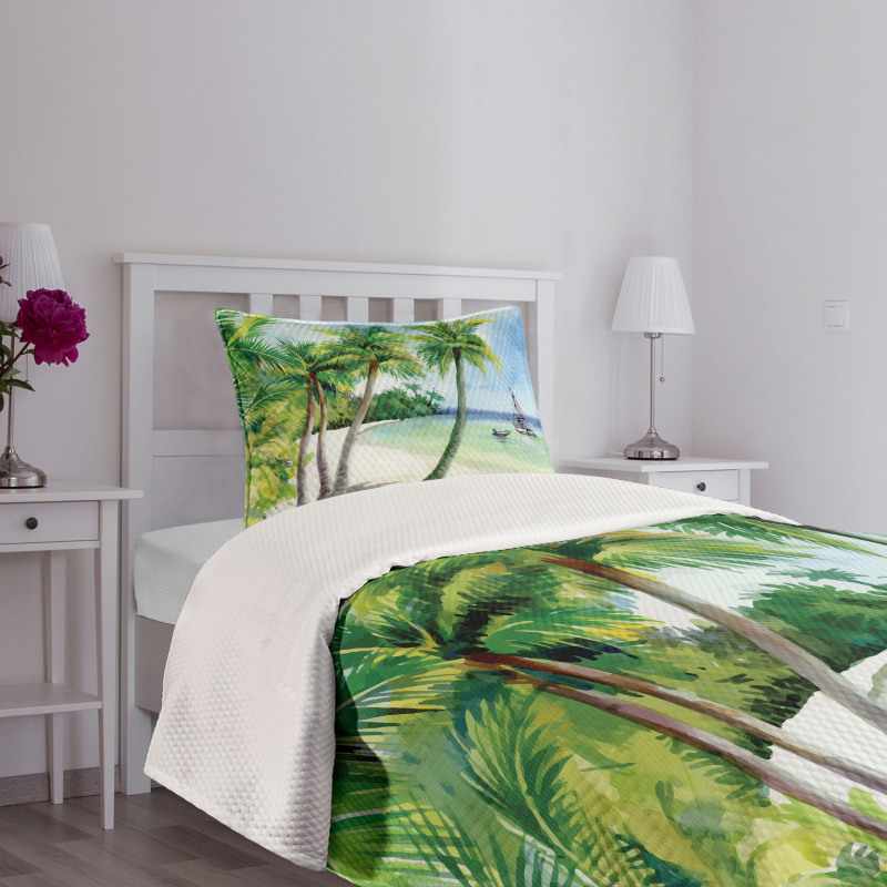 Tropical Landscape Beach Bedspread Set