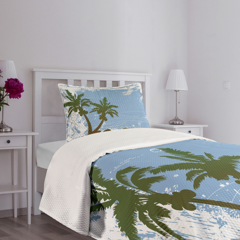 Grunge Island at Night Bedspread Set