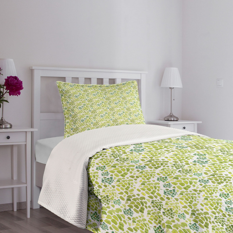 Brush Stroke Style Foliage Bedspread Set