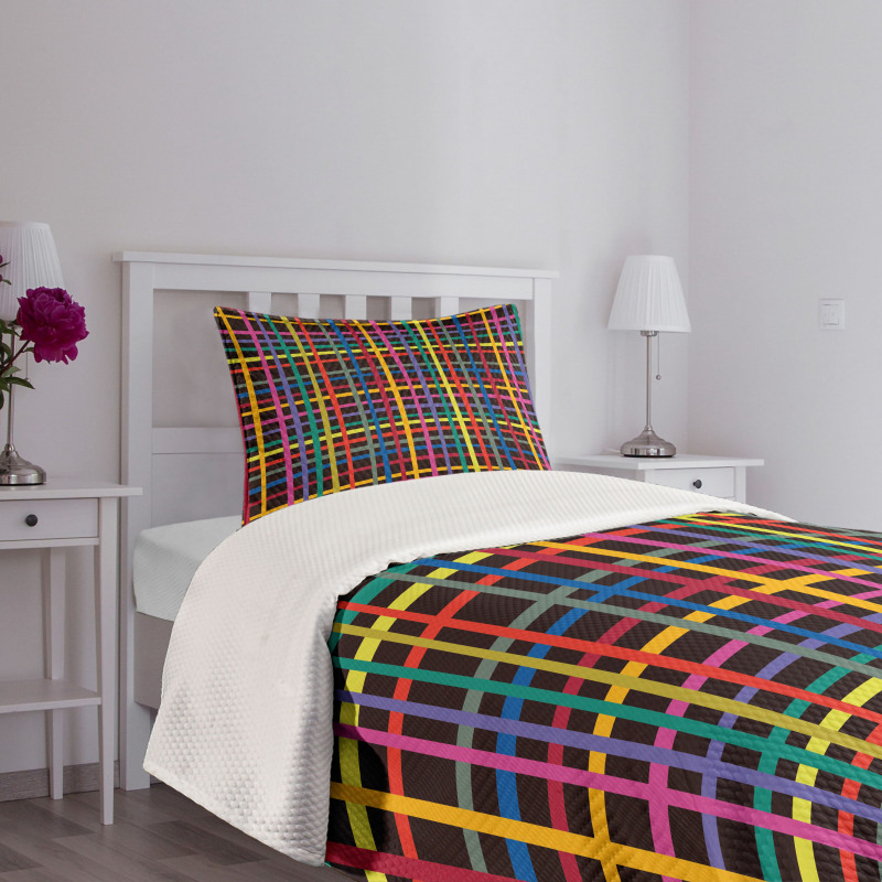 Minimalist Checkered Line Bedspread Set