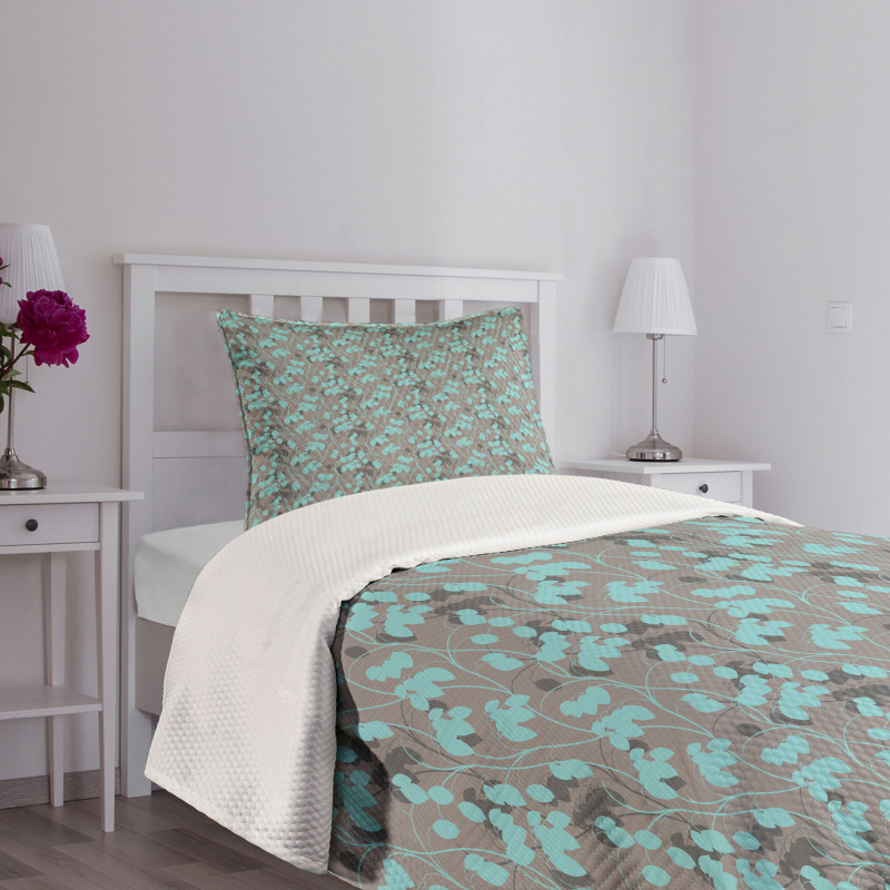 Silhouette Foliage Leaves Bedspread Set