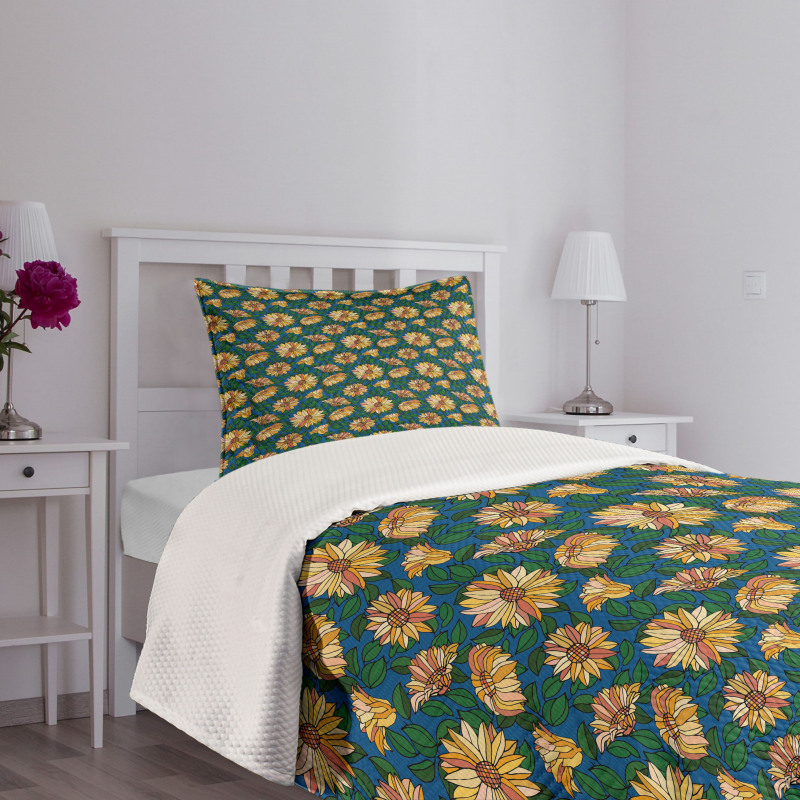 Flower Growth Leaves Bedspread Set