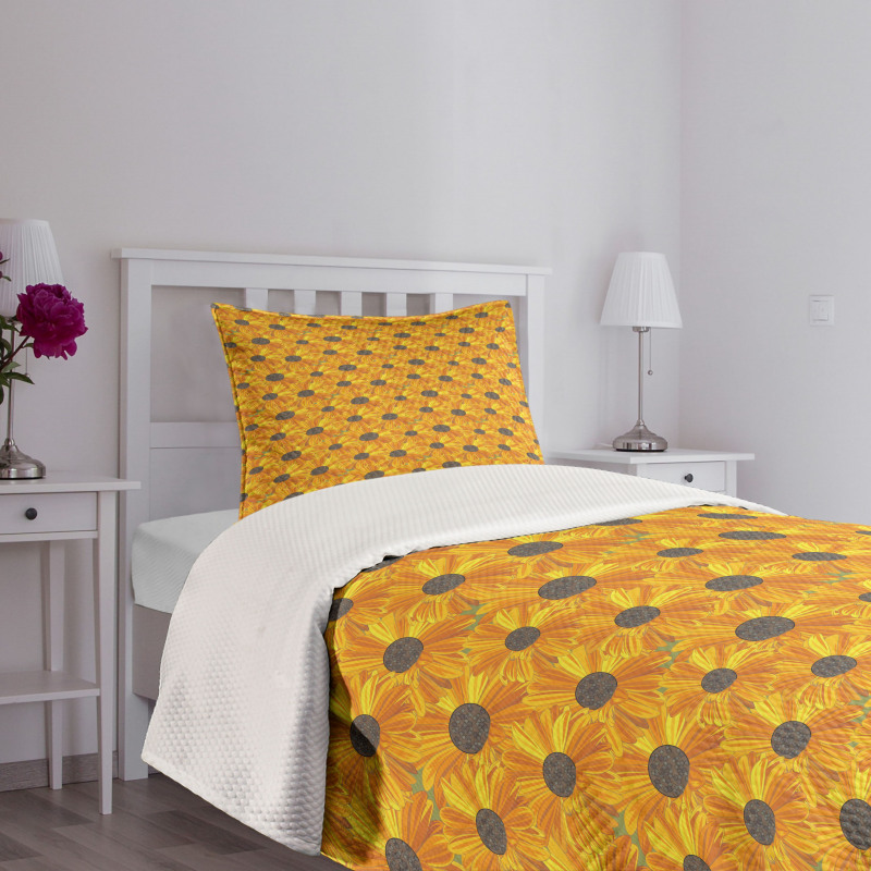 Yellow Orange Petals Bedspread Set