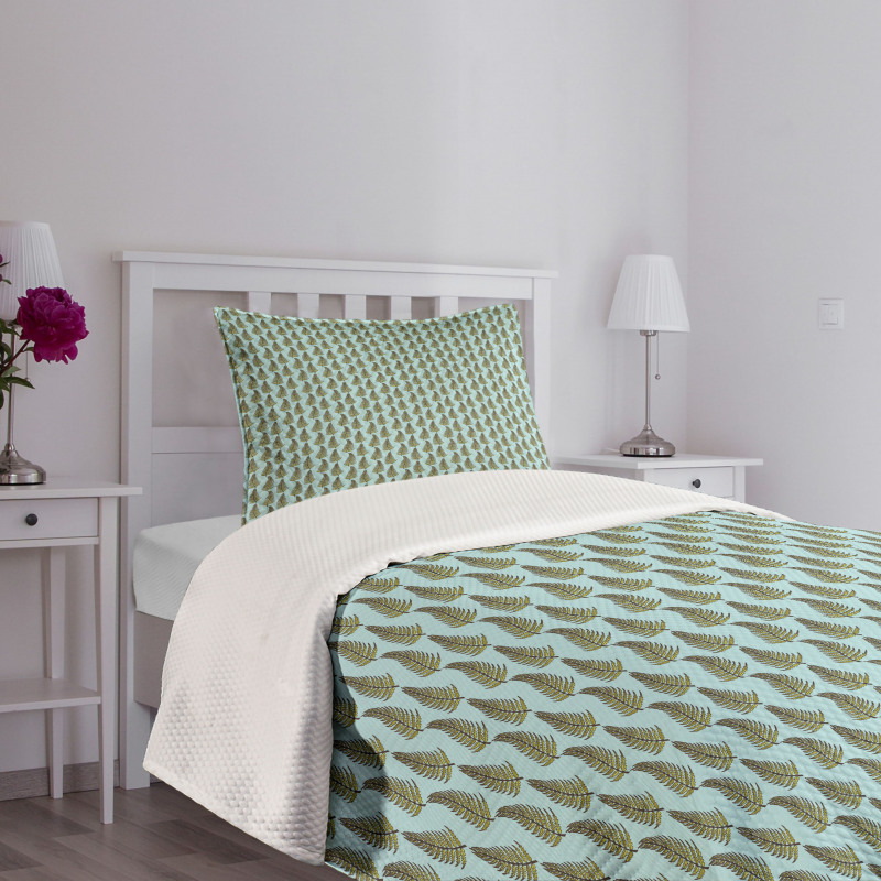 Curved Abstract Nature Foliage Bedspread Set