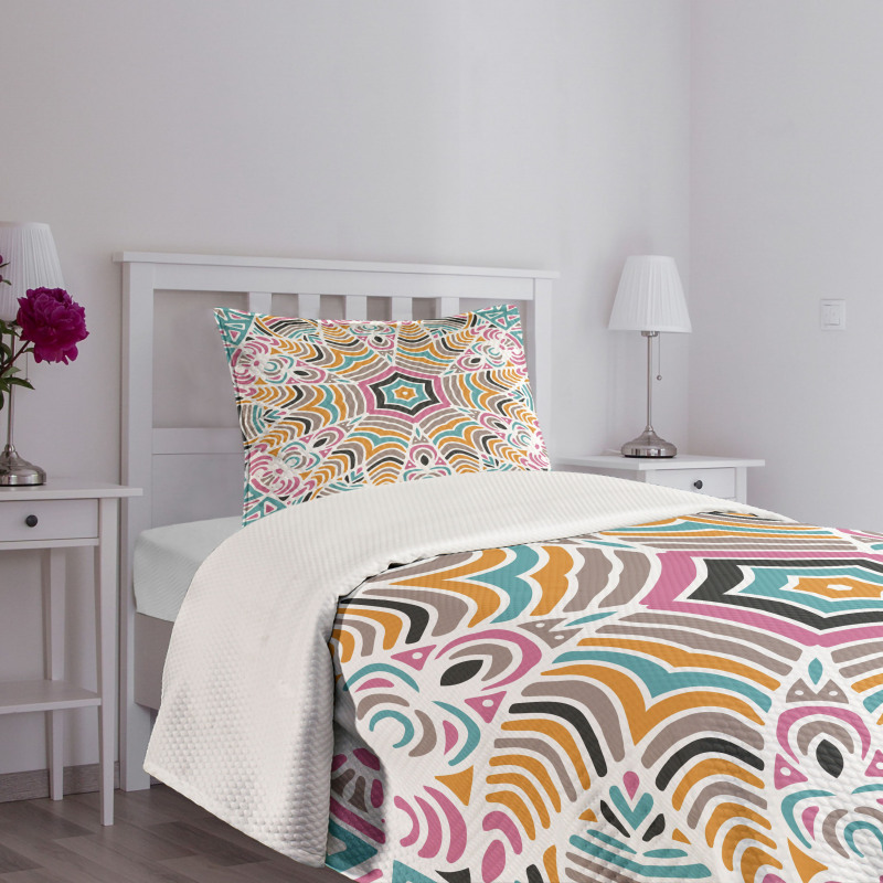 Abstract Floral Art Motif Bedspread Set