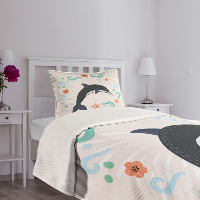 Nautical Ocean Animal Line Bedspread Set