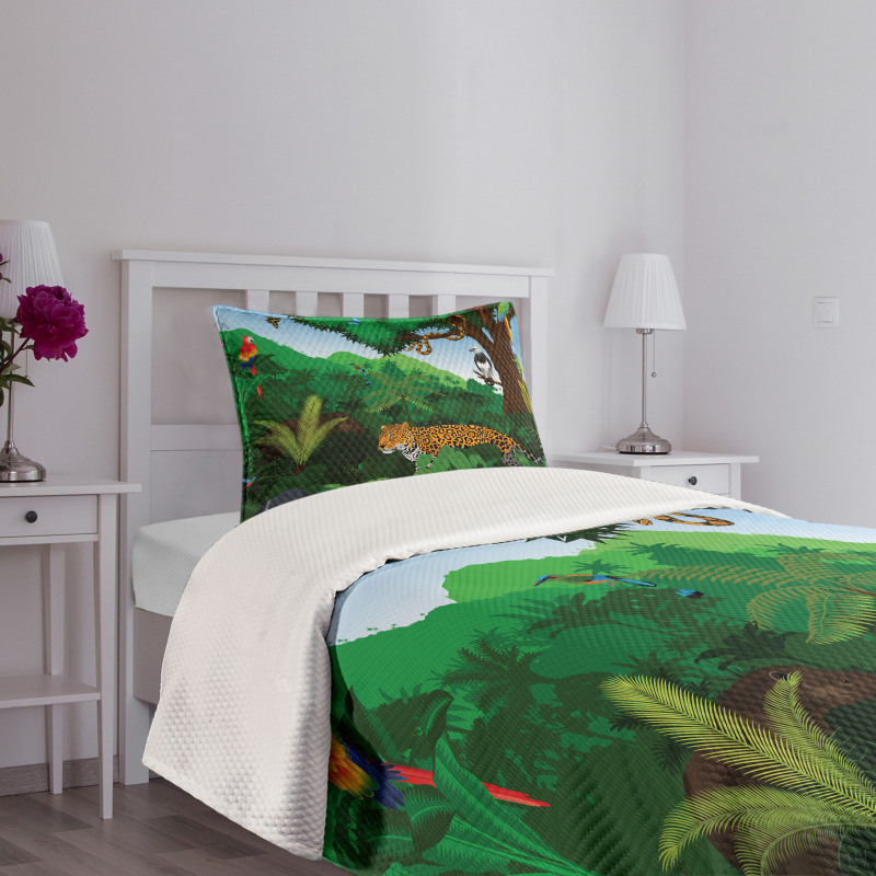 Exotic Birds with Snakes Bedspread Set