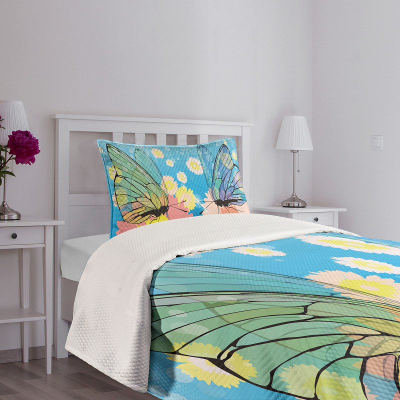 Butterflies on Flowers Bedspread Set