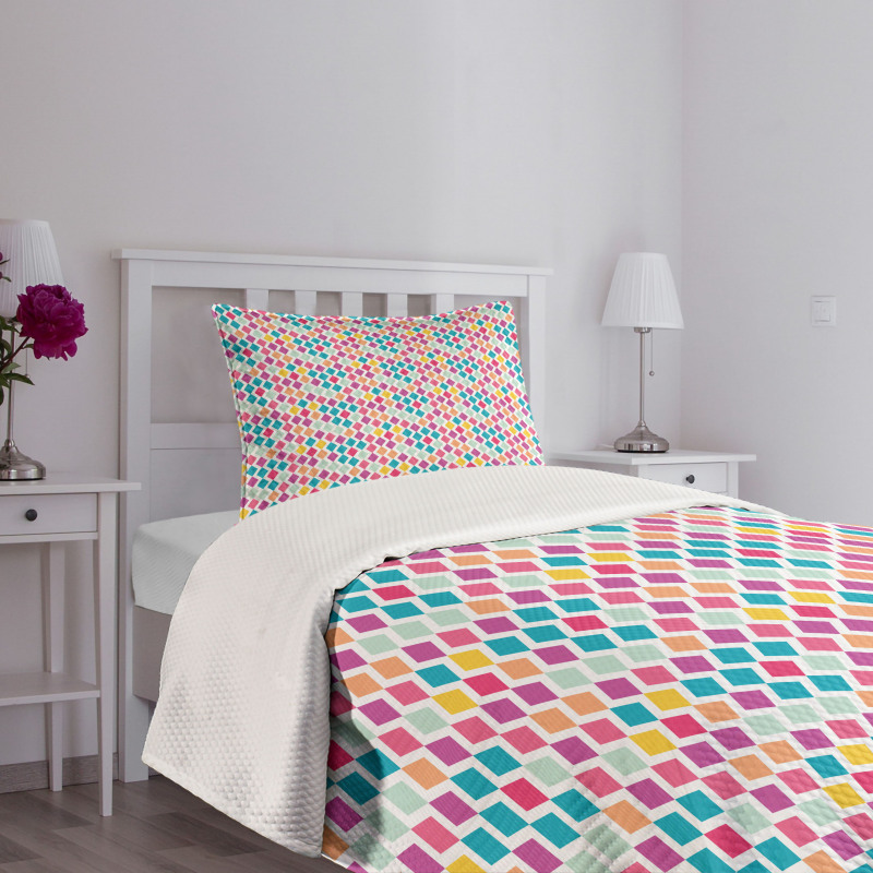 Rhombus Shapes Abstract Bedspread Set