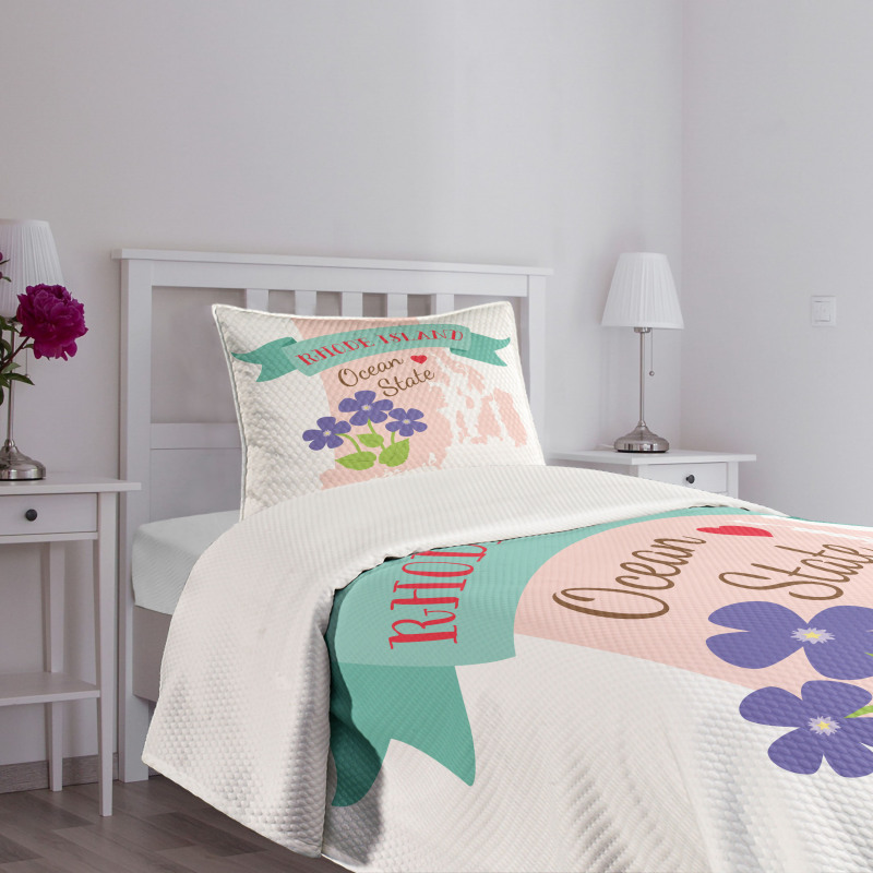 Retro Design State Map Bedspread Set