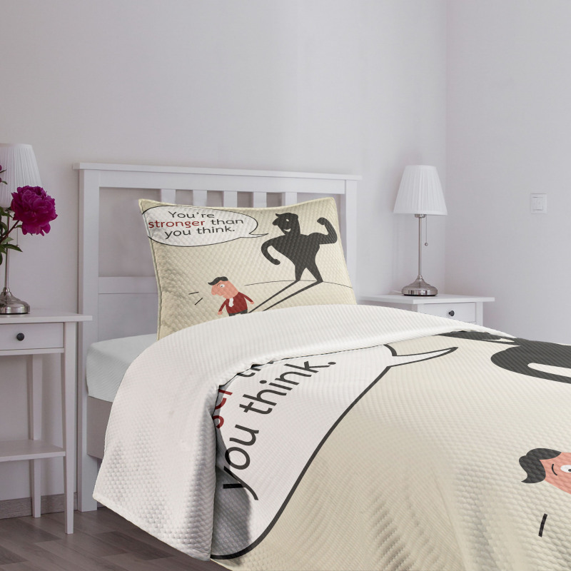 Shadow of a Man Comic Style Bedspread Set