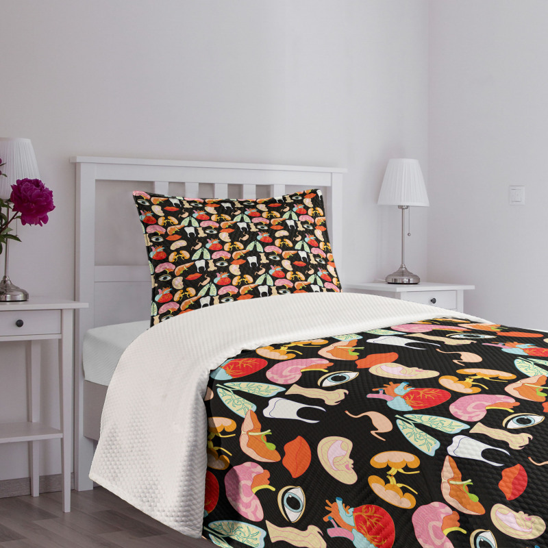 Human Parts Organs Pattern Bedspread Set