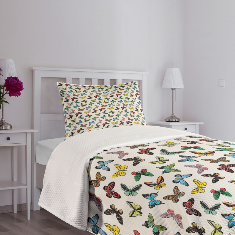 Colorful Butterflies Fun Bedspread Set