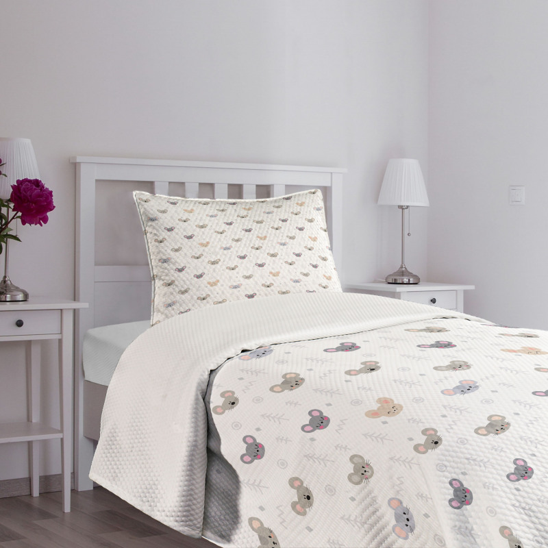 Cartoon Mice Heads Bedspread Set