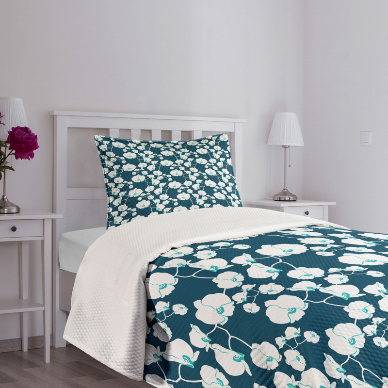 Delicate Floral Branch Bedspread Set