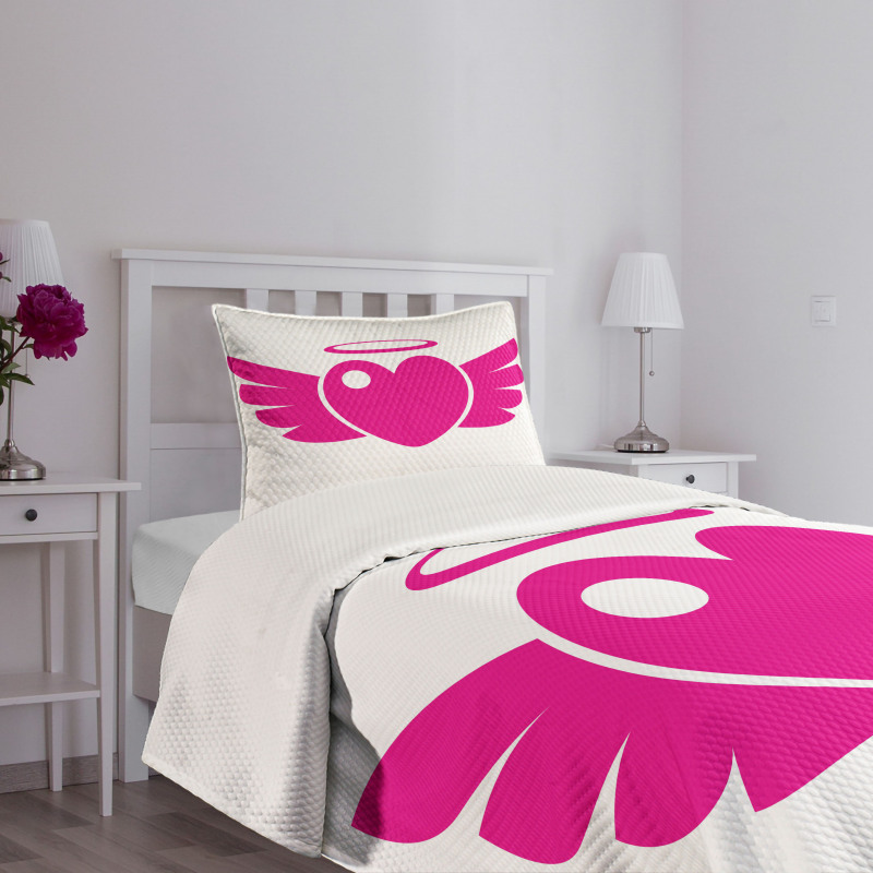 Heart with Wings Eros Romantic Bedspread Set