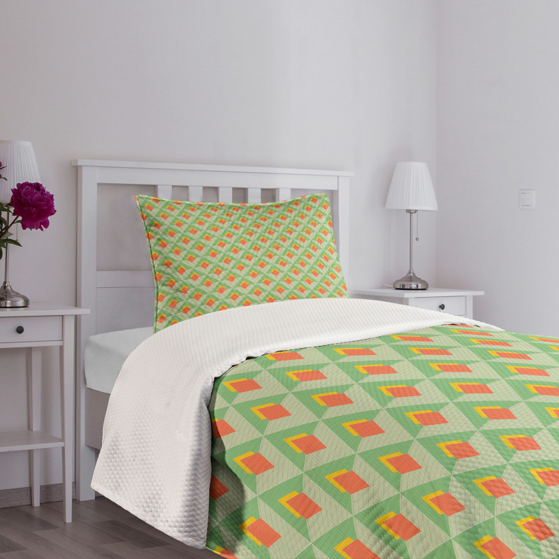 Vivid Rhombus Pattern Line Bedspread Set