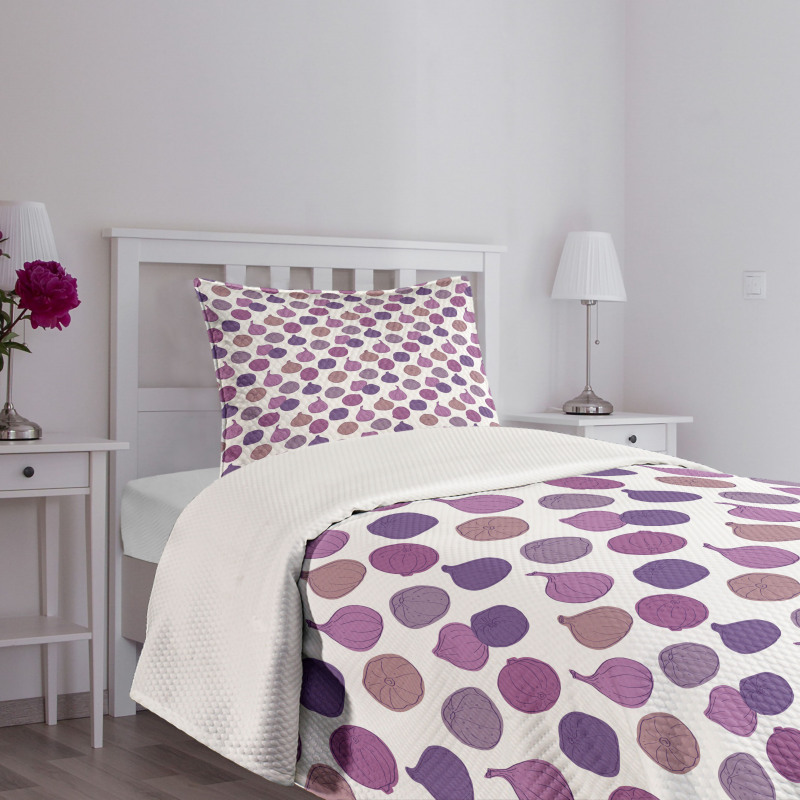 Purple Tones Figs Fruit Art Bedspread Set