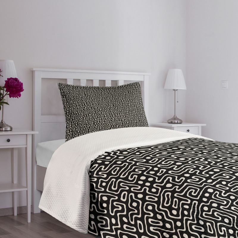 Maze Stripes with Dots Bedspread Set