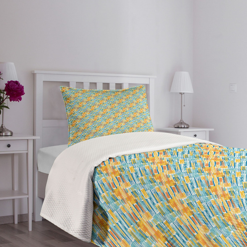 Brush Marks with Stripes Bedspread Set