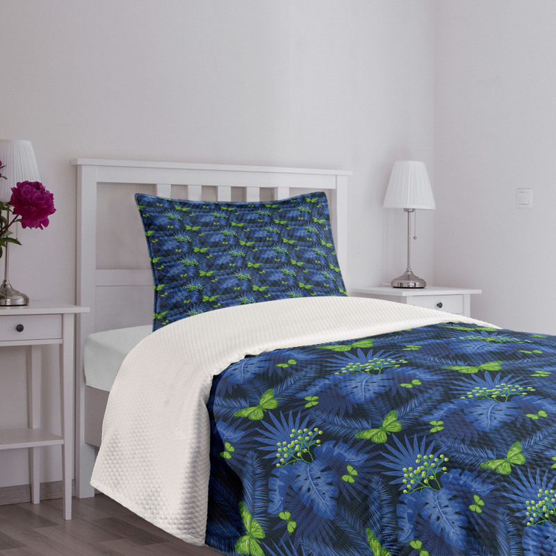 Jungle Plants Butterfly Fern Bedspread Set